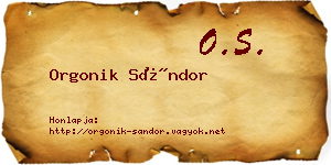 Orgonik Sándor névjegykártya